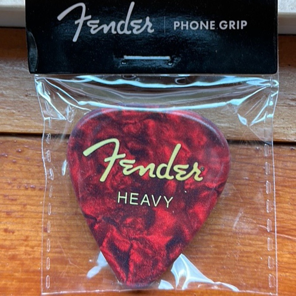 Guitar Pick Shaped Phone Grip Red Marble